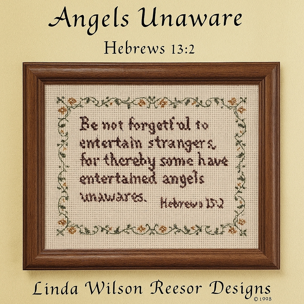 Vintage 1993 Cross Stitch Pattern – Angels Unaware by Linda Wilson Reesor